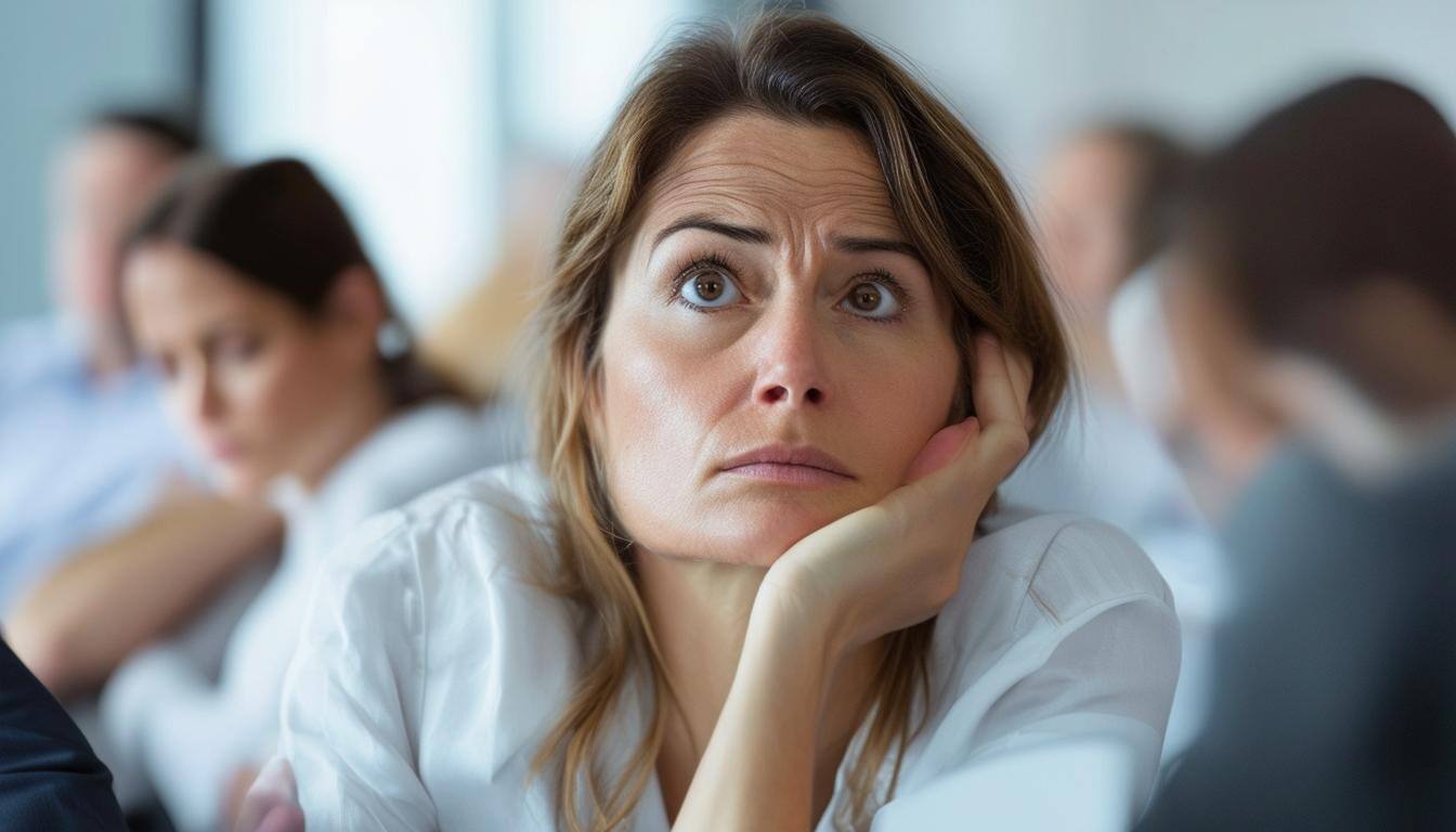 Bored woman in a conference room